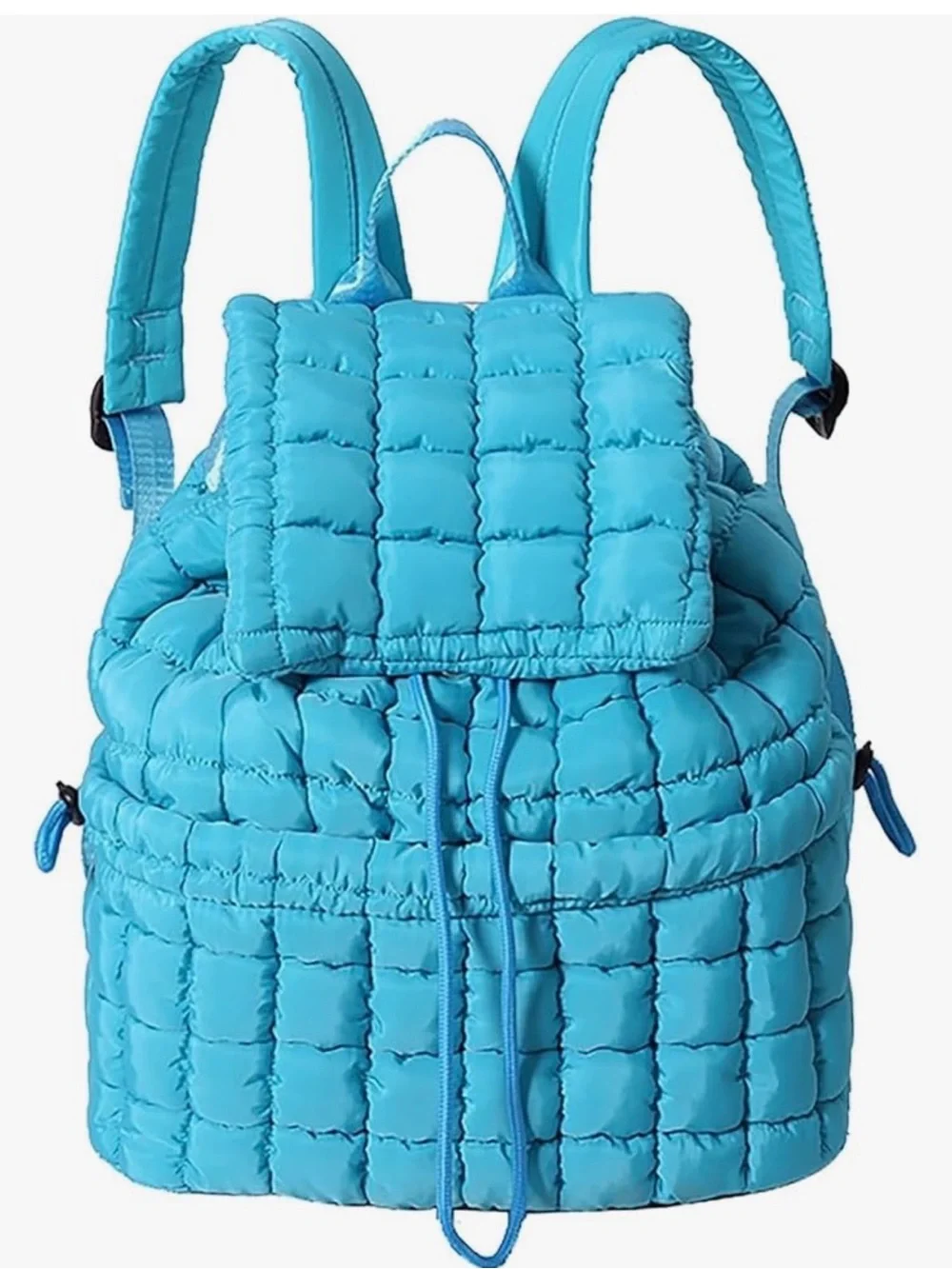 Quilted Puffy Backpack - Blue